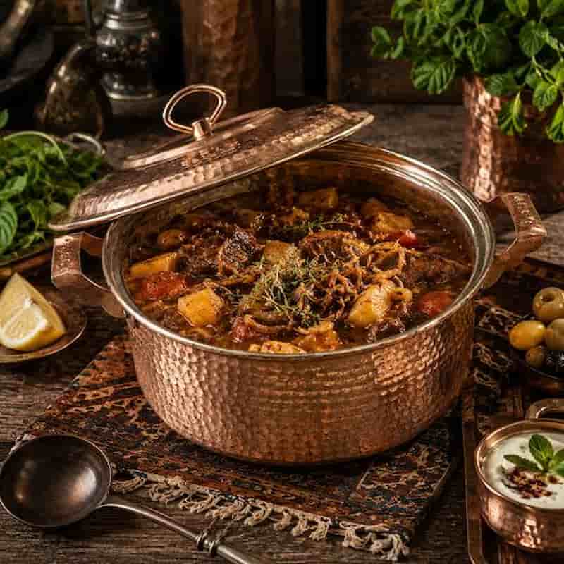 قابلمه مسی برای خورشت با پخت یکنواخت و دوام بالا